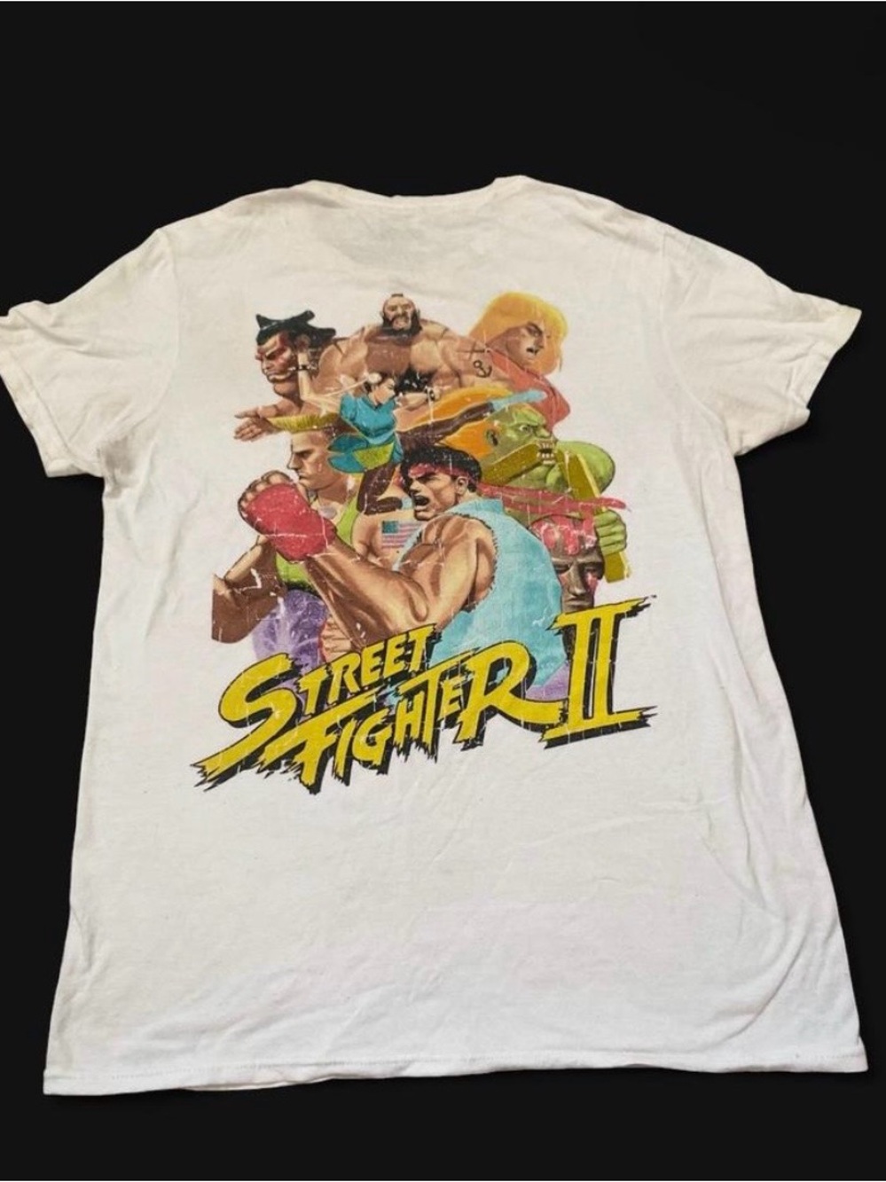 Street Fighter II Graphic Back Print White Short Sleeve Tee